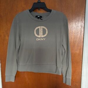 DKNY Olive Sweatshirt with Metallic Logo